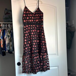 Jack by BB Dakota Black and Red Floral Midi Dress